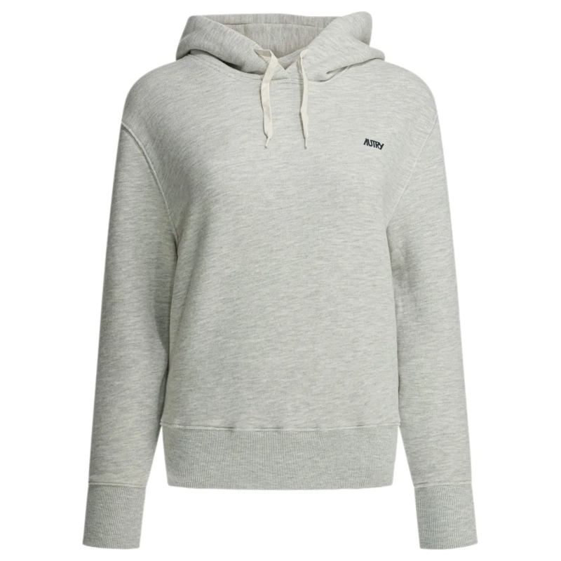 Autry International  Heathered Grey Cotton Blend Sweatshirt With Adjust White