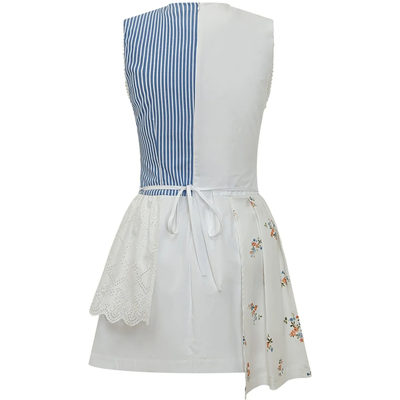MSGM Minikleid Abito Patchwork Senza Maniche weiß(Image 2)