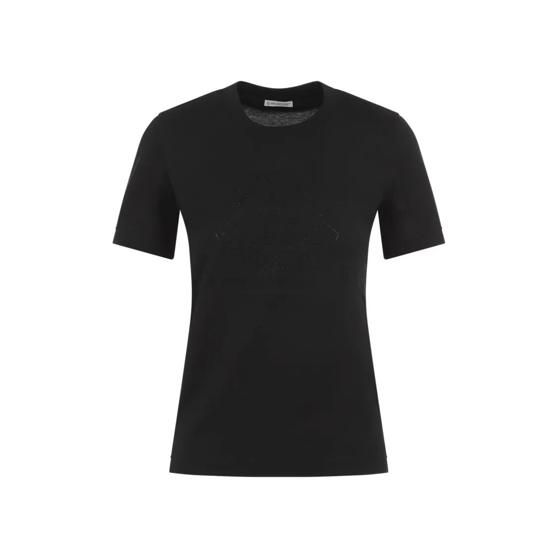 Moncler - Black Cotton T-Shirt - Größe S - schwarz