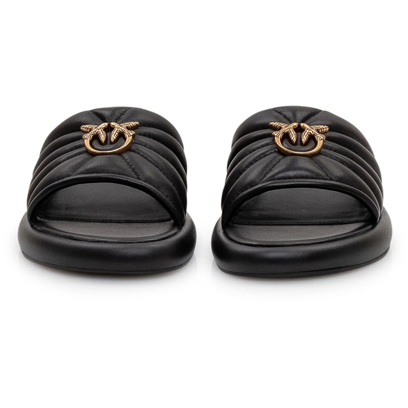 Pinko Slides Ciabatta in pelle imbottita con dettaglio logo schwarz(Image 2)