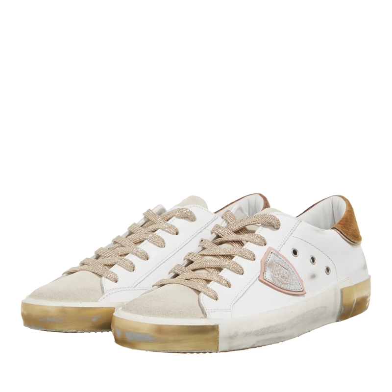 Philippe Model Low-Top-Sneaker Prsx Low Woman Veau Velour_Blanc Noir