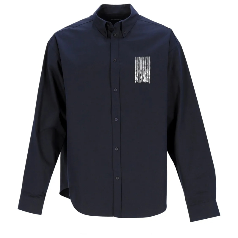 Balenciaga Overhemd Barcode Logo Shirt Black