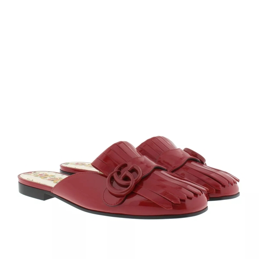 Gucci Marmont Patent Leather Slipper Red Slip-in skor