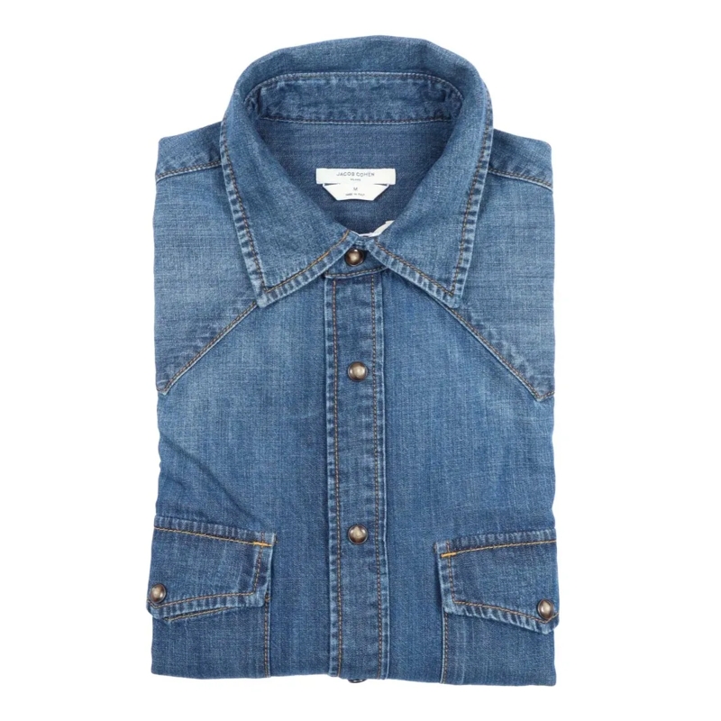 Jacob Cohen Casual top Medium Blue Denim Shirt With Western-Inspired Desi Blue