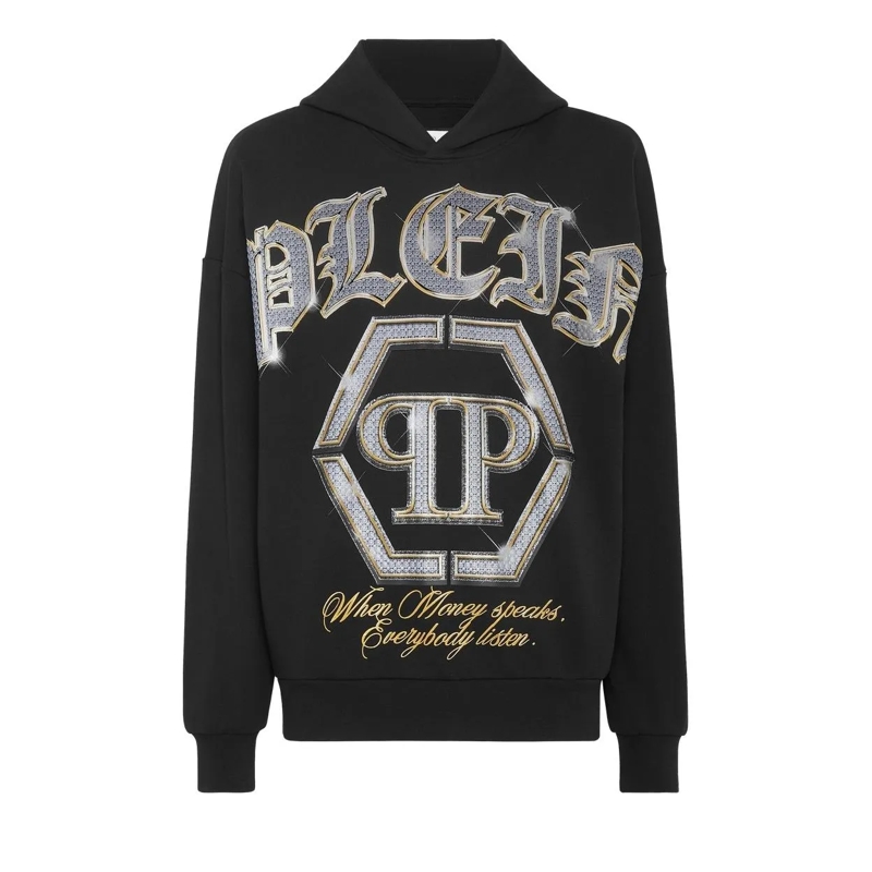 Philipp Plein Sweatshirt Hoodie Mit Schmucksteinen schwarz