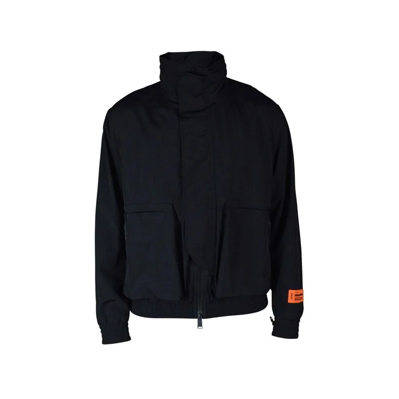 Heron Preston  High-Collared Black Jacket With Integrated Hood Black