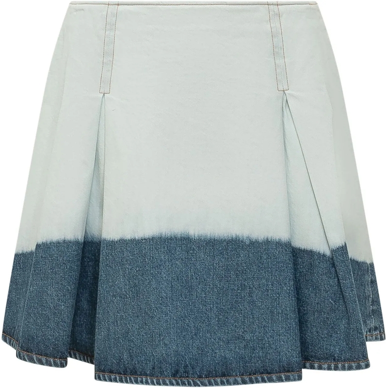 Marni Minirock Gonna in Denim Degrade con Pieghe hellblau
