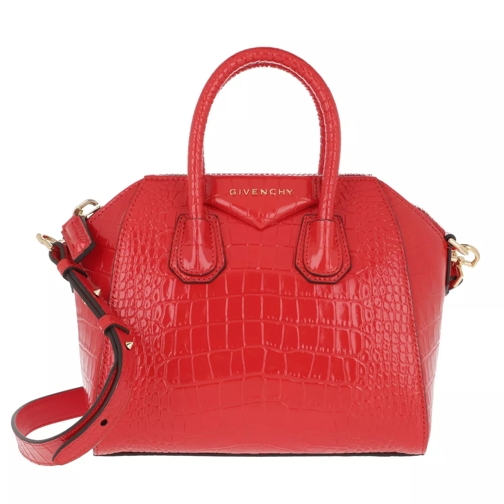 Givenchy Antigona Mini Bag Croco Effect Leather Red Crossbody Bag