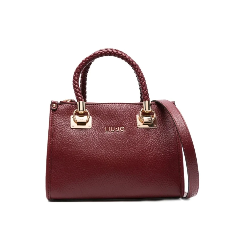 LIU JO Fourre-tout Structured Burgundy Handbag With Braided Handles Black