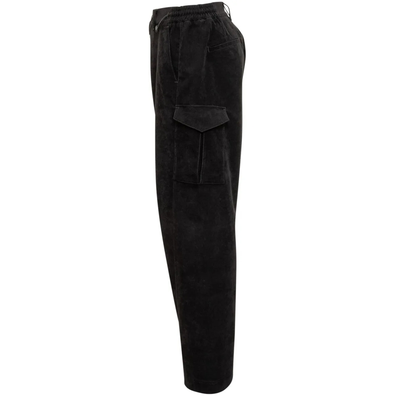 Gcds  Pantaloni GCDS in Velluto Nero con Tasche Cargo schwarz(Image 3)