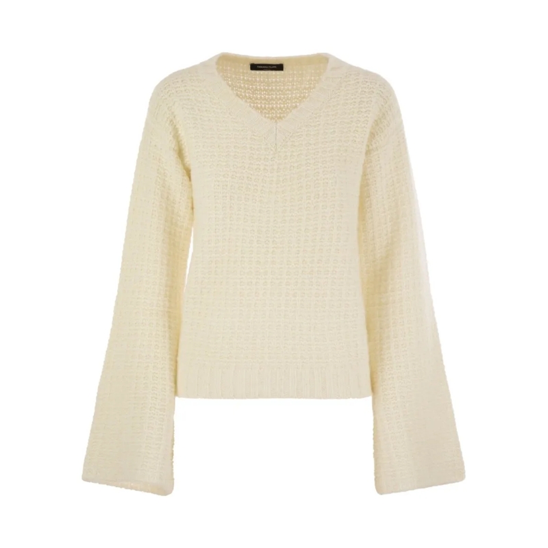 Fabiana Filippi Trui V-Neck Sweater In Platinum With Sequins Neutrals