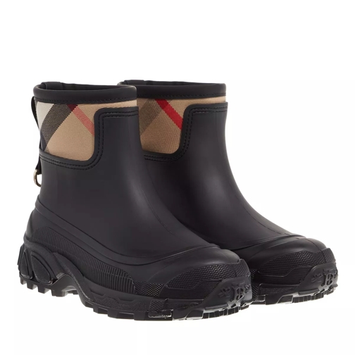 Burberry Ryan House Check Low Rain Boots Black Beige Stivali da pioggia
