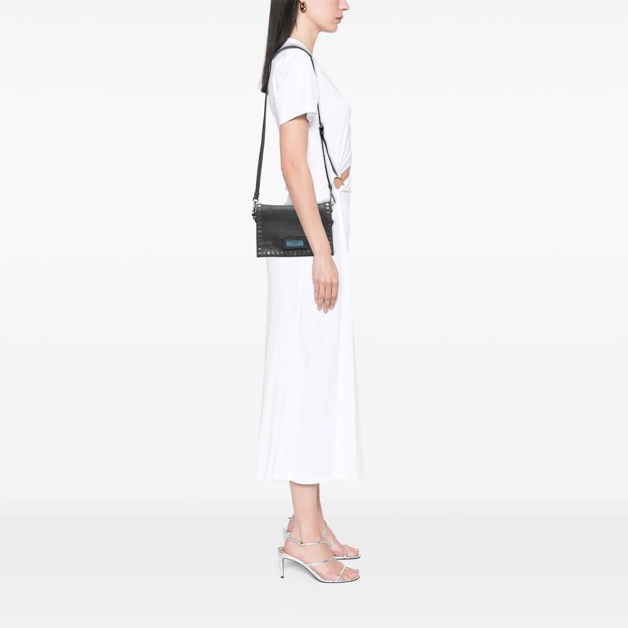 Thumbnail - Prada Hobo Bags - Glace Calfskin Studded Etiquette Flap - Gr. unisize - in Grau - für Damen