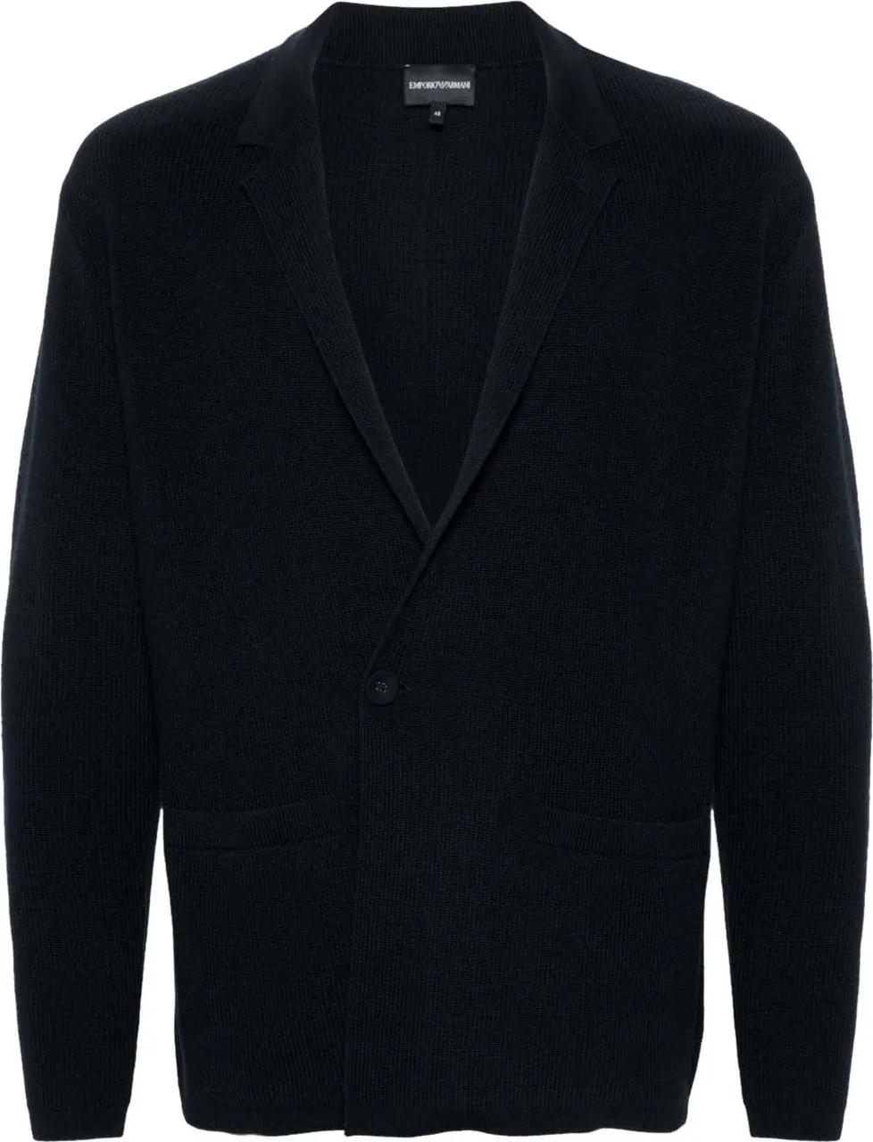 Thumbnail - Emporio Armani - Navy Blue Knitted Jacket - Größe 50 - bunt