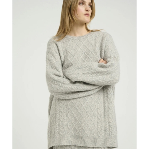 GESTUZ Pullover GESTUZ Hellgrauer, oversized Pullover mehrfarbig