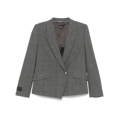 Boss Blazer Medium Grey/Black Check Jarinara Jacket Grey