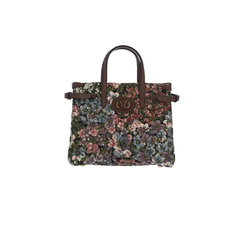 Valentino Garavani Tote Mini Floral Tapestry Tote Brown