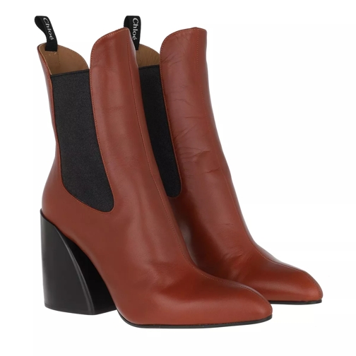 Chloé Wave Ankle Boots Leather Sepia Brown Ankle Boot
