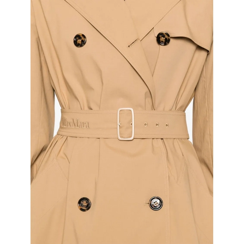 Max Mara Bontjassen Sand Brown Double-Breasted Trench Coat Brown