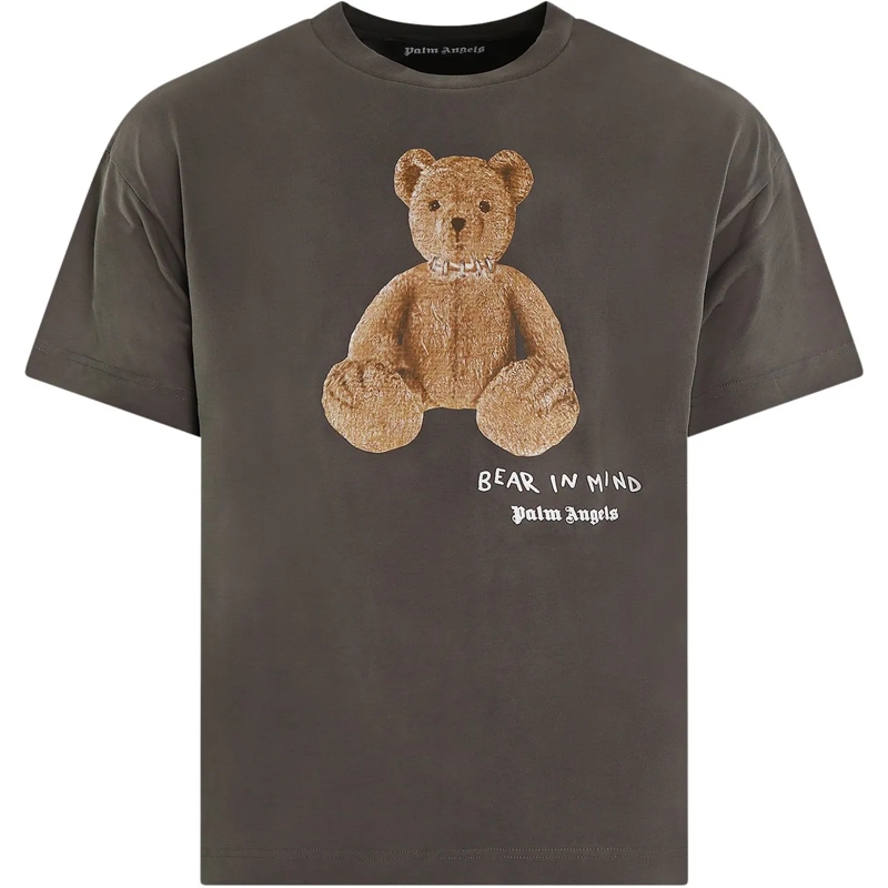Palm Angels T-Shirt Heren Bear in Mind T-Shirt Grijs grau