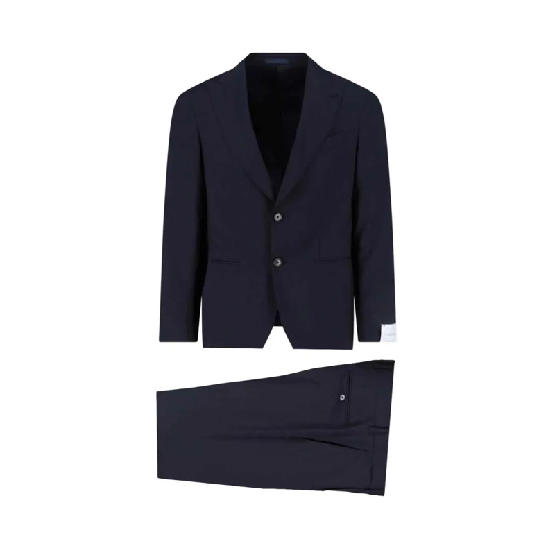 Emanuela Caruso Pakcombinatie Single-Breasted Blue Wool Suit, Dark Shade Blue