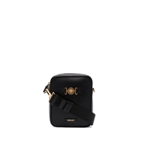 Versace Medusa Biggie Leather Messenger Bag Black Sac à bandoulière