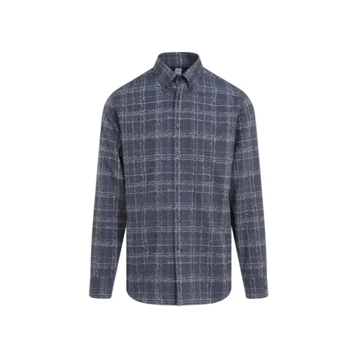 Berluti Indigo Scritto Check Shirt Blue 