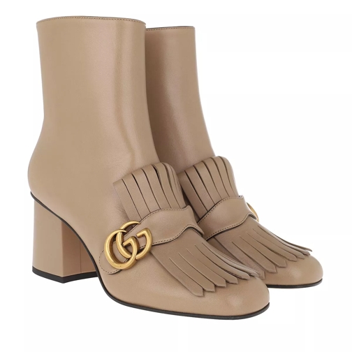 Gucci Double G Ankle Boot Leather Beige Stiefelette