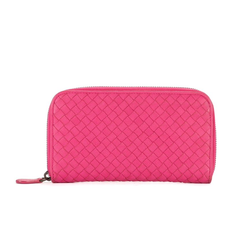 Bottega Veneta Crossbody Bag Intrecciato Zip Around Wallet pink