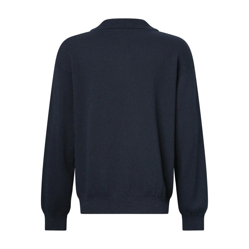 Roberto Collina Poloshirt Langarm-Poloshirt aus Baumwolle blau(Image 2)