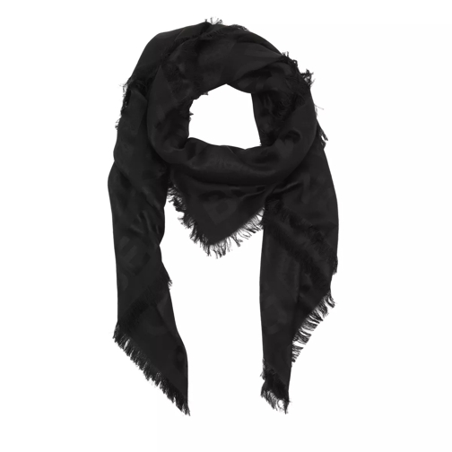 Burberry Monogram Silk Wool Jacquard Large Square Scarf Black Foulard