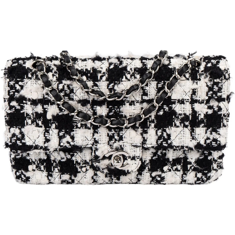 Chanel Schultertasche Chanel Bicolor Tweed Palladium Medium Double Flap  mehrfarbig