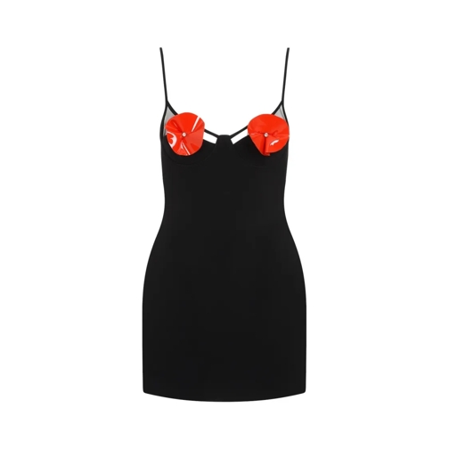 David Koma Mini-Kleider Flower Cups Cami Black Red Acrylic Dress Black