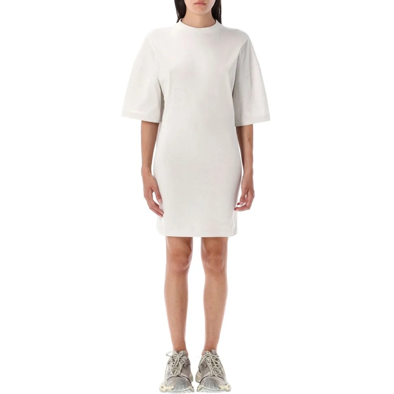 Balenciaga Mini-jurk Semi Fitted Cotton T-Shirt Dress White