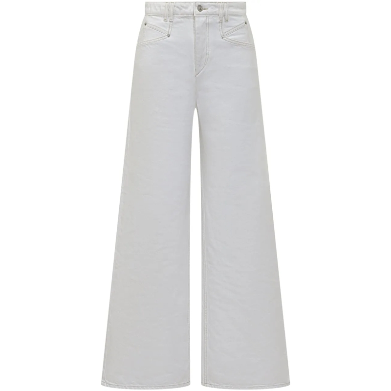Isabel Marant Boyfriend-Jeans Pantaloni Ampi a Vita Alta weiß
