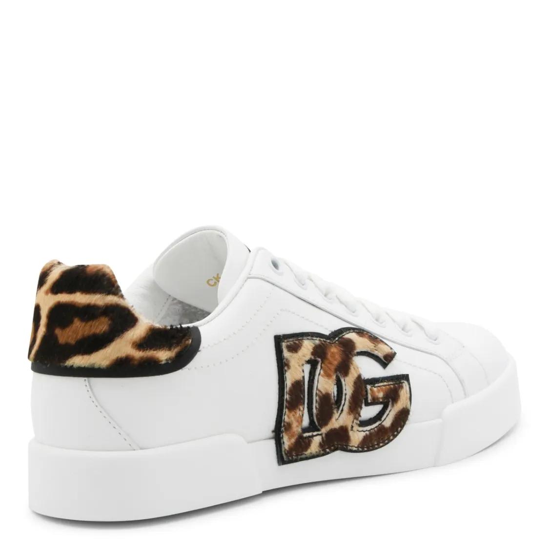 Thumbnail - Dolce&Gabbana Low-Top Sneaker - White And Leopard Leather Sneakers - Gr. 36 (EU) - in Weiß - für Damen
