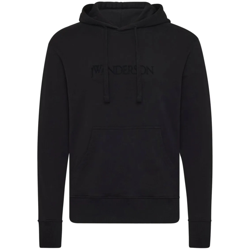 J.W.Anderson  Classic Black Hoodie With Front Kangaroo Pocket Black