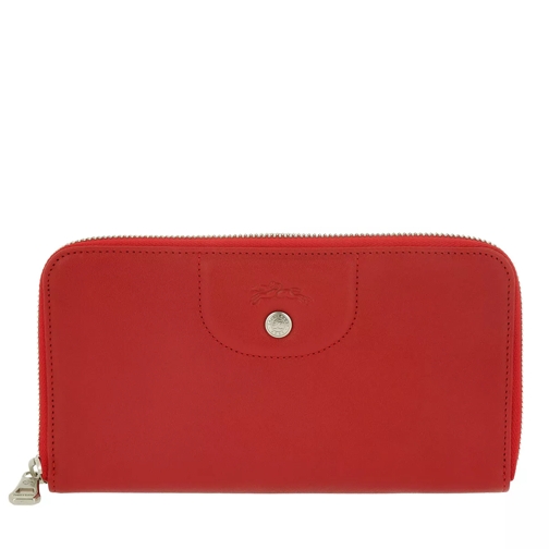 Longchamp Le Pliage Leather Wallet Cherry Portemonnaie mit Zip-Around-Reißverschluss