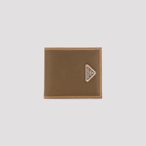 Prada Bi-Fold Portemonnee Cork Brown Calf Leather Wallet Brown