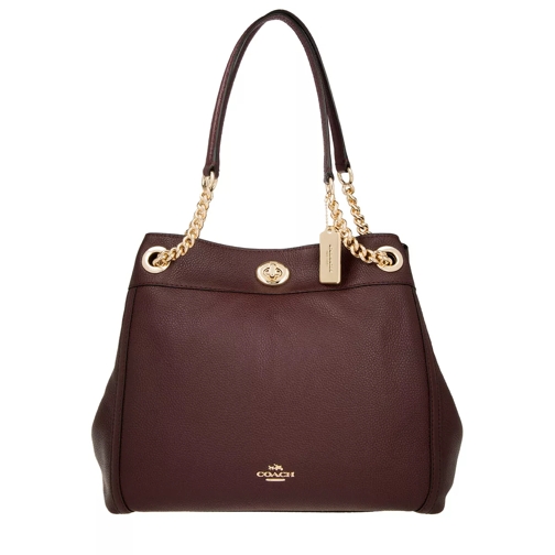 Coach Polished Leather Turnlock Edie Shoulder Bag Oxblood Fourre-tout