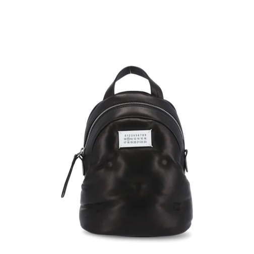 Maison Margiela Black Smooth Leater Backpack Black Zaino