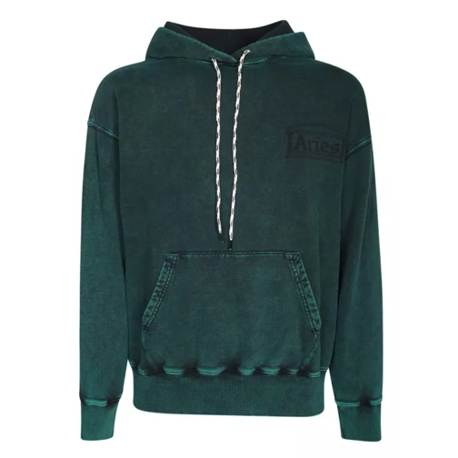 Aries Aries Hoodie With Worn Effect And A Logo Print Green 