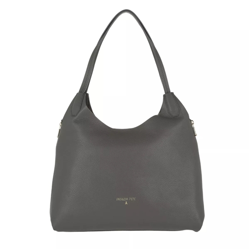 Patrizia Pepe Leather Shopping Bag Dark Grey/Gun Metal Shopping Bag