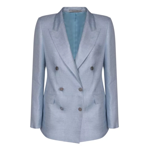 Tagliatore Linen-Blend Jacket Blue 
