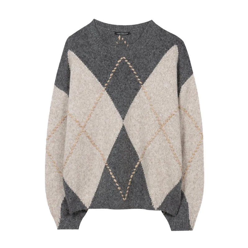 Luisa Cerano Pullover Pullover aus Alpaka-Woll-Mix grau