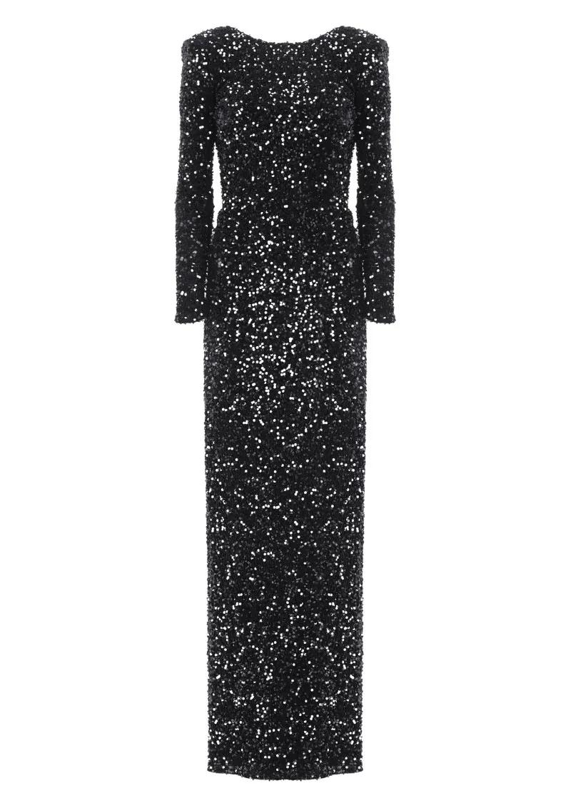 Elisabetta Franchi - Red Carpet Dress With Paillettes - Größe 38 - schwarz