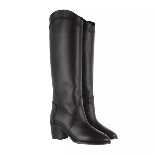 Saint Laurent Kate Heeled High Boots Leather Black Stiefel
