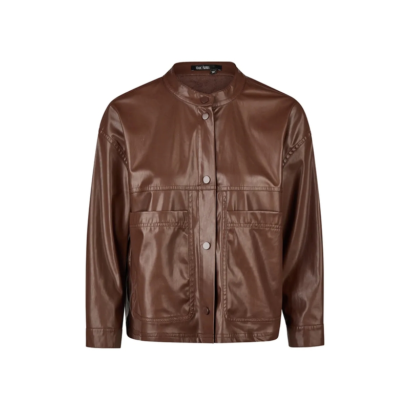Marc Aurel Hemd Oversize Faux Lederhemd braun