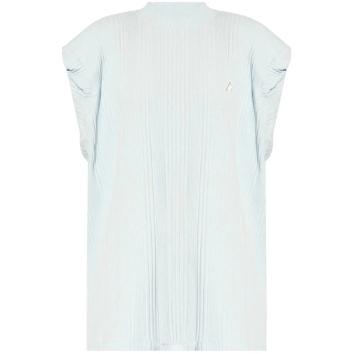 The Attico Blusen Logo-Raised Ribbed Top Blue