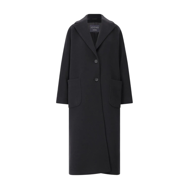 CINZIA ROCCA Übergangsmantel Maxi-Mantel im Herrenschnitt Schwarz
